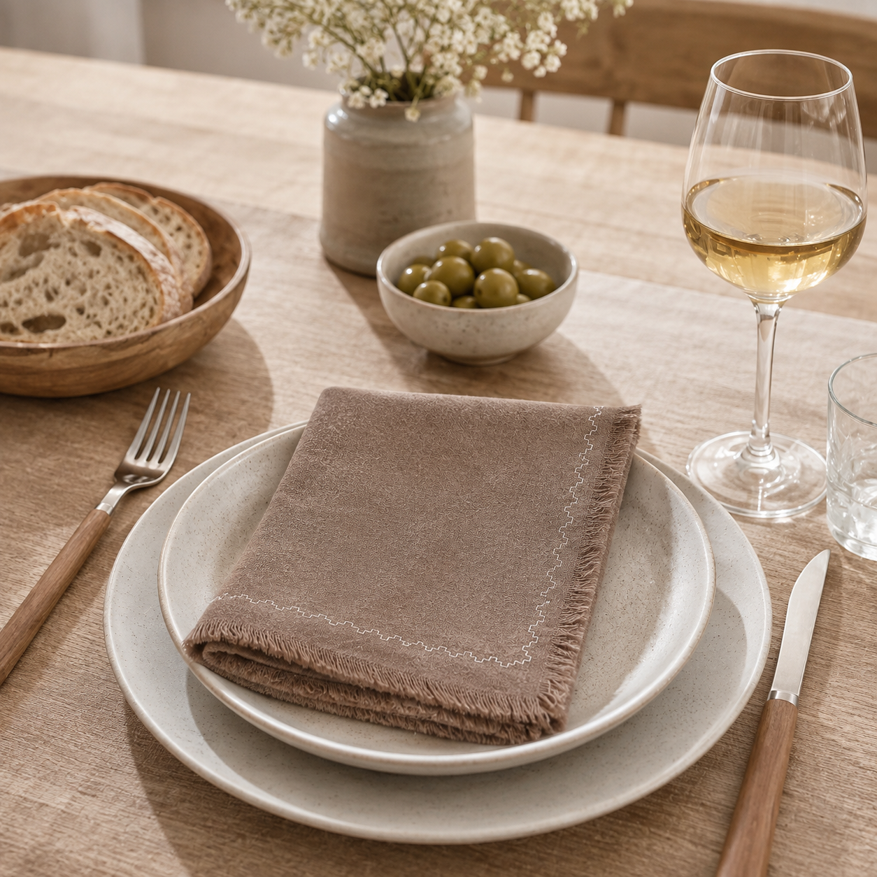Thick Cotton Linen Embroidered Napkin