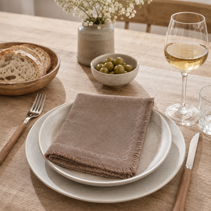 Thick Cotton Linen Embroidered Napkin